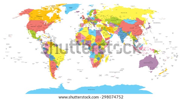 world map countries country city names stock vector royalty free 298074752 shutterstock