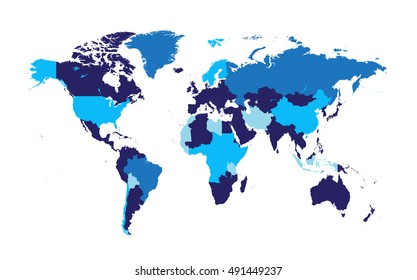 World map with countries flat design vector