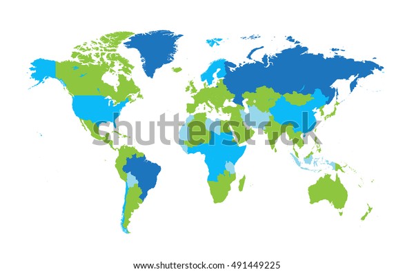 World Map Countries Flat Design Vector Stock Vector (Royalty Free ...