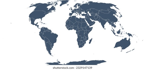 Mapa mundial de países en el sector polar plano