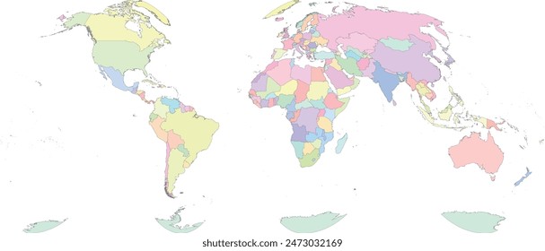 World map with Countries in in World Goode Homolosine Land