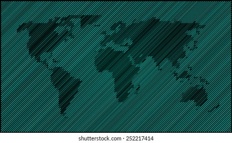 World map countries matrix green diagonal lines