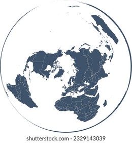 World Map with Countries in NSIDC EASE Grid North Lambert Azimuthal Equal Area