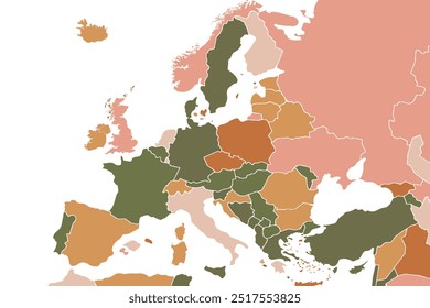 World map with countries on a white background.