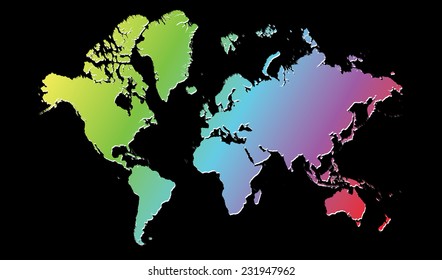 World map countries Rainbow gradient