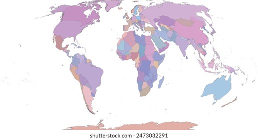 Mapa del mundo con la proyección de Countries in World Sphere Eckert VI