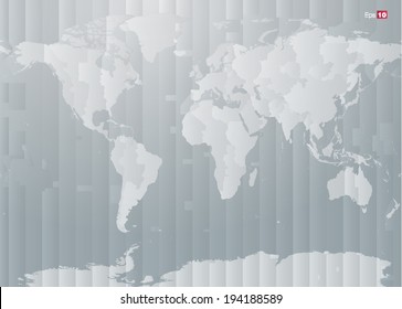 World map with countries and timezones in editable vector format