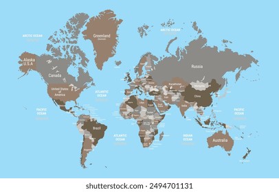 World Map With Countries vector