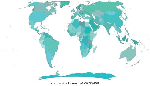 Weltkarte mit Countrys in World Wagner VII Projection