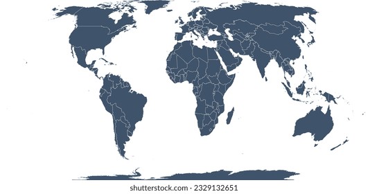 Mapa mundial con países en WGS 1984 Equal Earth Greenwich