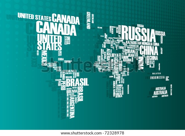 World Map Countries Wordcloud Stock Vector (Royalty Free) 72328978 ...