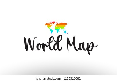 World Map  country big text with flag inside map suitable for a logo icon design