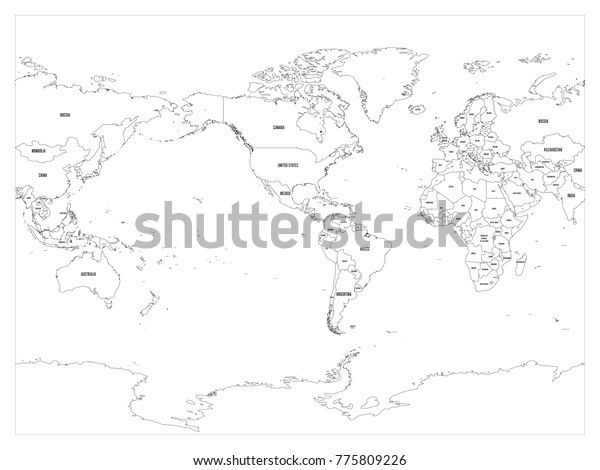 World Map Country Border Outline On Stock Vector (Royalty Free ...