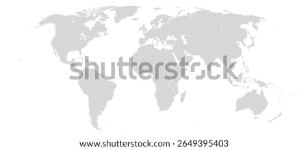 World map in with country borders, isolated on white background. Ideal for infographics, education, and business presentations.