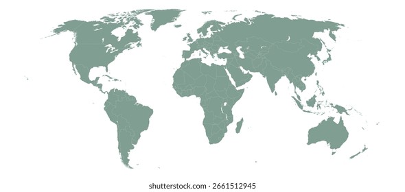 World map with country borders in soft blue color. Perfect for presentations, infographics, education, and travel related design.