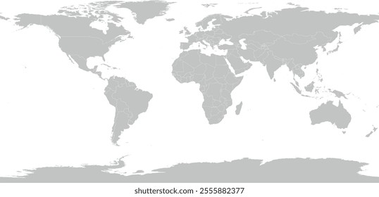 World Map with country boundary in World Equidistant Cylindrical (Sphere) GCS Sphere GRS 1980 Authalic coordinate system