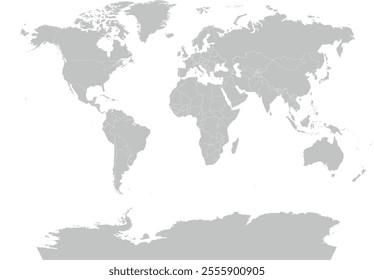 World Map with country boundary in World Times coordinate system