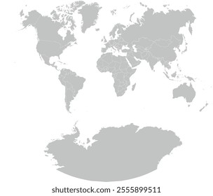 World Map with country boundary in World Van der Grinten I coordinate system