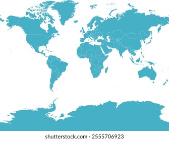 World Map with country boundary in WGS 1984 Tobler Cylindrical II coordinate system