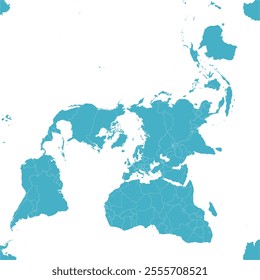 World Map with country boundary in WGS 1984 Peirce quincuncial North Pole square coordinate system