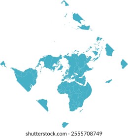 World Map with country boundary in WGS 1984 Peirce quincuncial North Pole diamond coordinate system