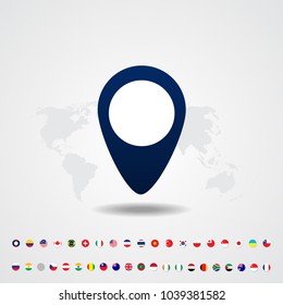 world map country flag marking, world map background, infographic world