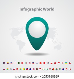 world map country flag marking, world map background