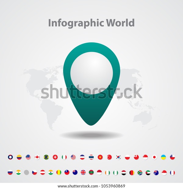 World Map Country Flag Marking World Stock Vector (Royalty Free ...