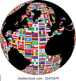 world map with country flags on it