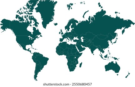 Mapa mundial con Country Green, Mapa mundial, Mapa geográfico, Mapa de Country, Línea fronteriza de Country, Asia, África, Europa, América del Norte, América del Sur, Australia Oceanía