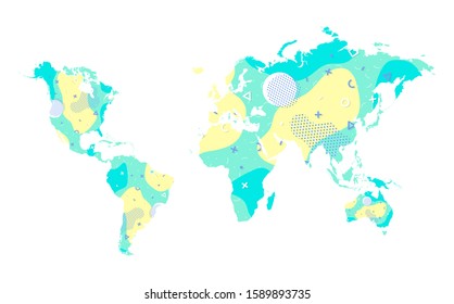 World map country illustration vector isolated on white background