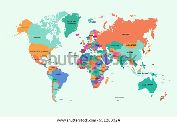 World Map Country Name Stock Vector (Royalty Free) 651283324 | Shutterstock