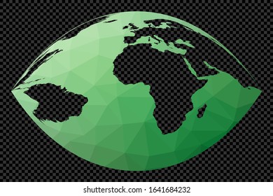 World map. Craig projection. Polygonal map of the world on transparent background. Stencil shape geometric globe. Stylish vector illustration.