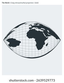 World Map. Craig retroazimuthal projection. Solid style. High Detail World map for infographics, education, reports, presentations. Vector illustration.