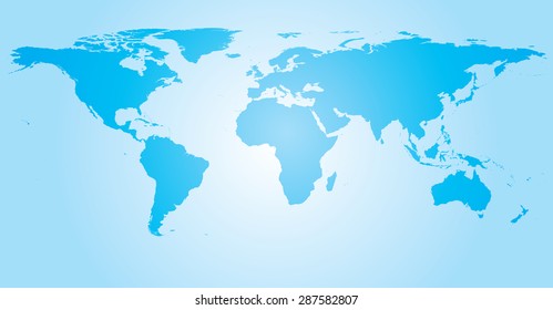 World Map Cyan Continents