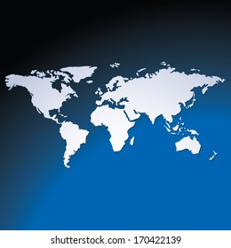 World map with dark blue background