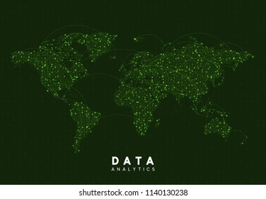 World Map. Data visualization. Technology background Vector illustration