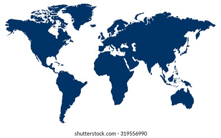 World Map (Denim Blue)