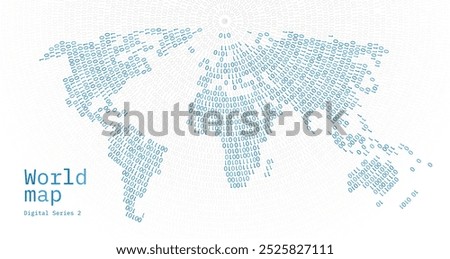 World map depicted in zeros and ones in the form of a circle. 