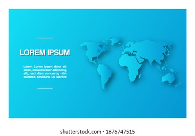 
World map design in light blue color