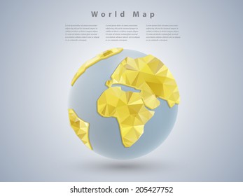World map design. Triangle pattern with shadows.
