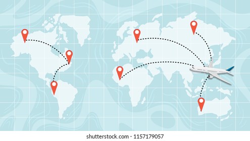 Ilustración de destino de mapa mundial