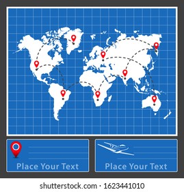 World map destination. International map connection. World map distribution logistic. Vector illustration