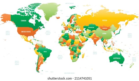 World map detailed political map with lables