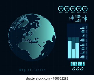 World map with different colored continents - Illustration