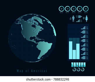 World map with different colored continents - Illustration