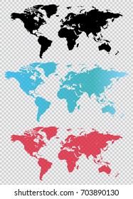 World map in different colors. Vector illustration in a flat style.