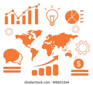 World map with different infographics 