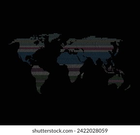 world map digital 0101 bit in black background