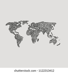 World map with digital fingerprint can be used for the security or quality global